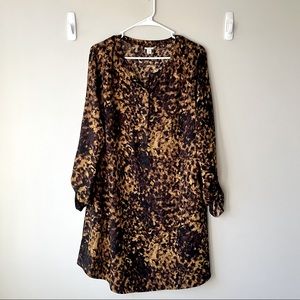 Merona animal print long sleeve dress button down